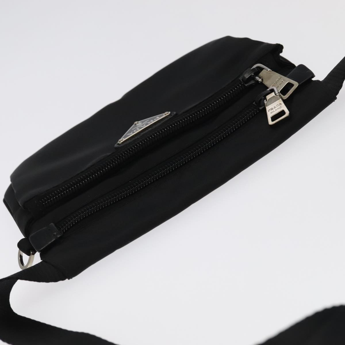 PRADA Waist bag Nylon Black Silver Auth 101292A