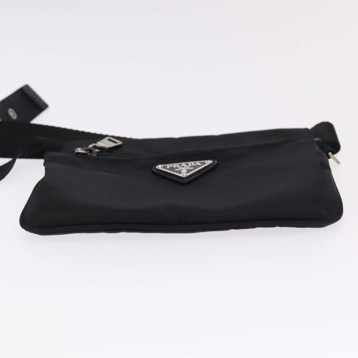 PRADA Waist bag Nylon Black Silver Auth 101292A