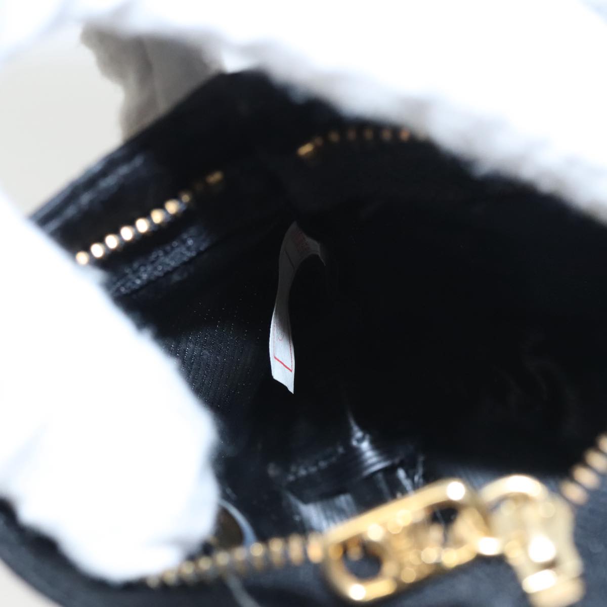 CELINE Pouch Nylon Black Gold Auth 101297