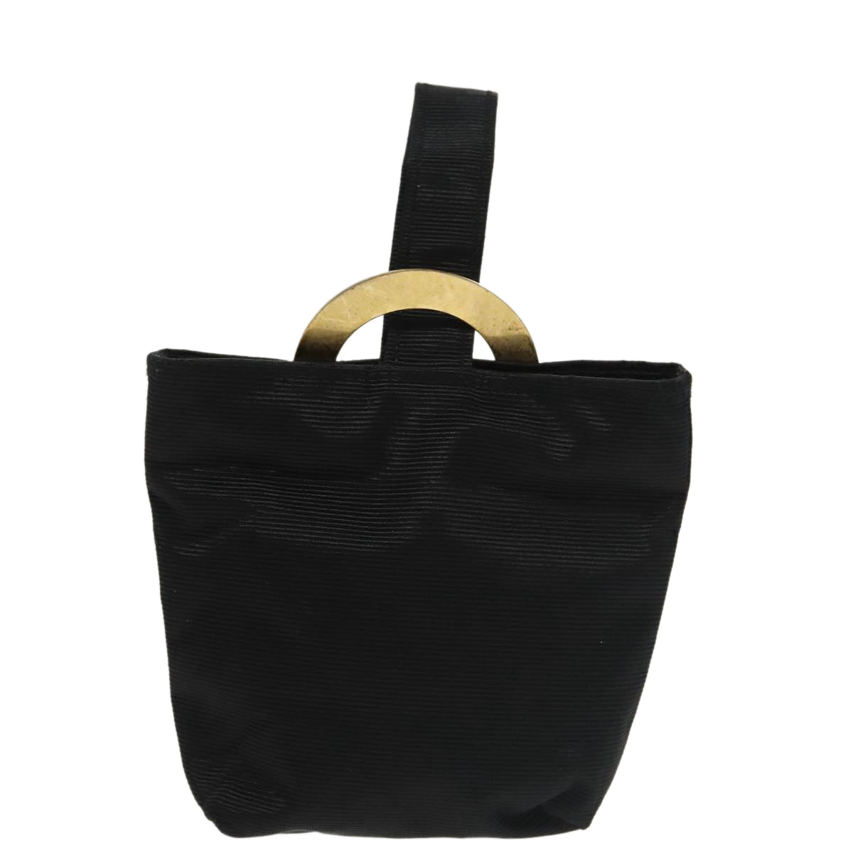 CELINE Pouch Nylon Black Gold Auth 101297