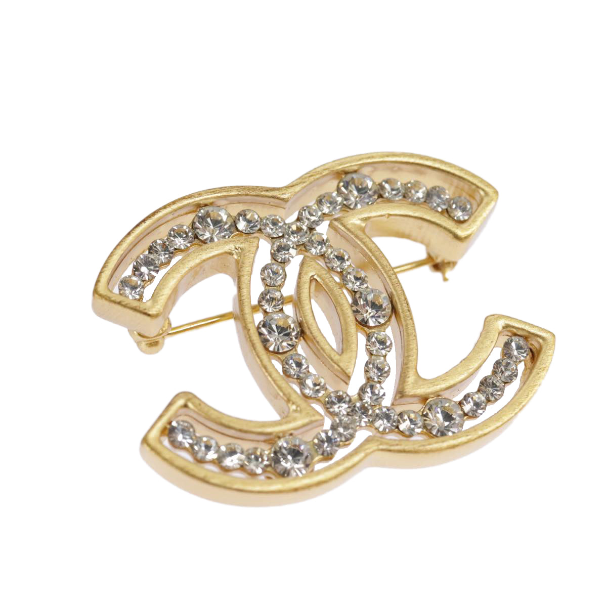 CHANEL Brooch metal Gold Tone CC Auth 101302A