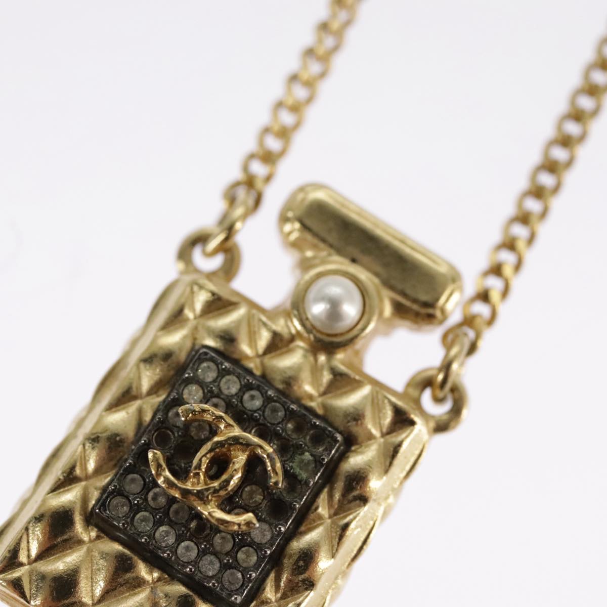 CHANEL Necklace metal Gold Tone CC Auth 101304