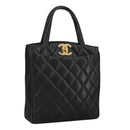 CHANEL Matelasse Hand Bag Caviar Skin Black CC Auth 101307A-1
