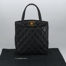 CHANEL Matelasse Hand Bag Caviar Skin Black CC Auth 101307A-12