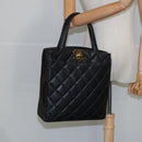 CHANEL Matelasse Hand Bag Caviar Skin Black CC Auth 101307A-24