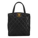 CHANEL Matelasse Hand Bag Caviar Skin Black CC Auth 101307A-13