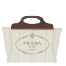 PRADA Canapalage Hand Bag Canvas White Silver 1BG350 Auth 101308SV-13