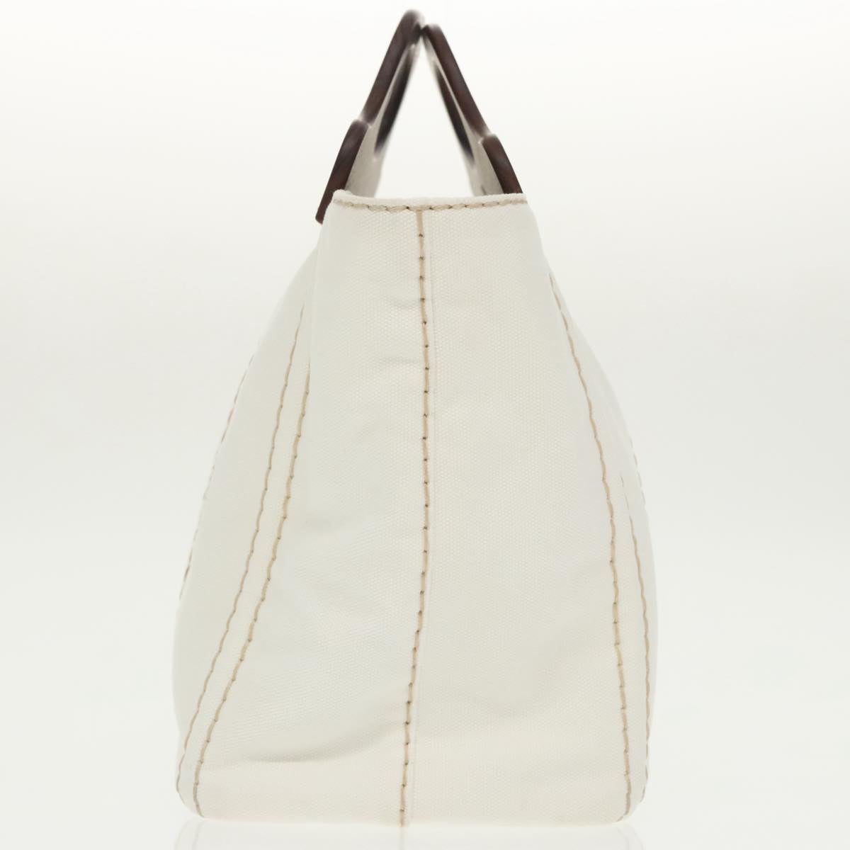 PRADA Canapalage Hand Bag Canvas White Silver 1BG350 Auth 101308S