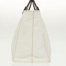 PRADA Canapalage Hand Bag Canvas White Silver 1BG350 Auth 101308SV-4