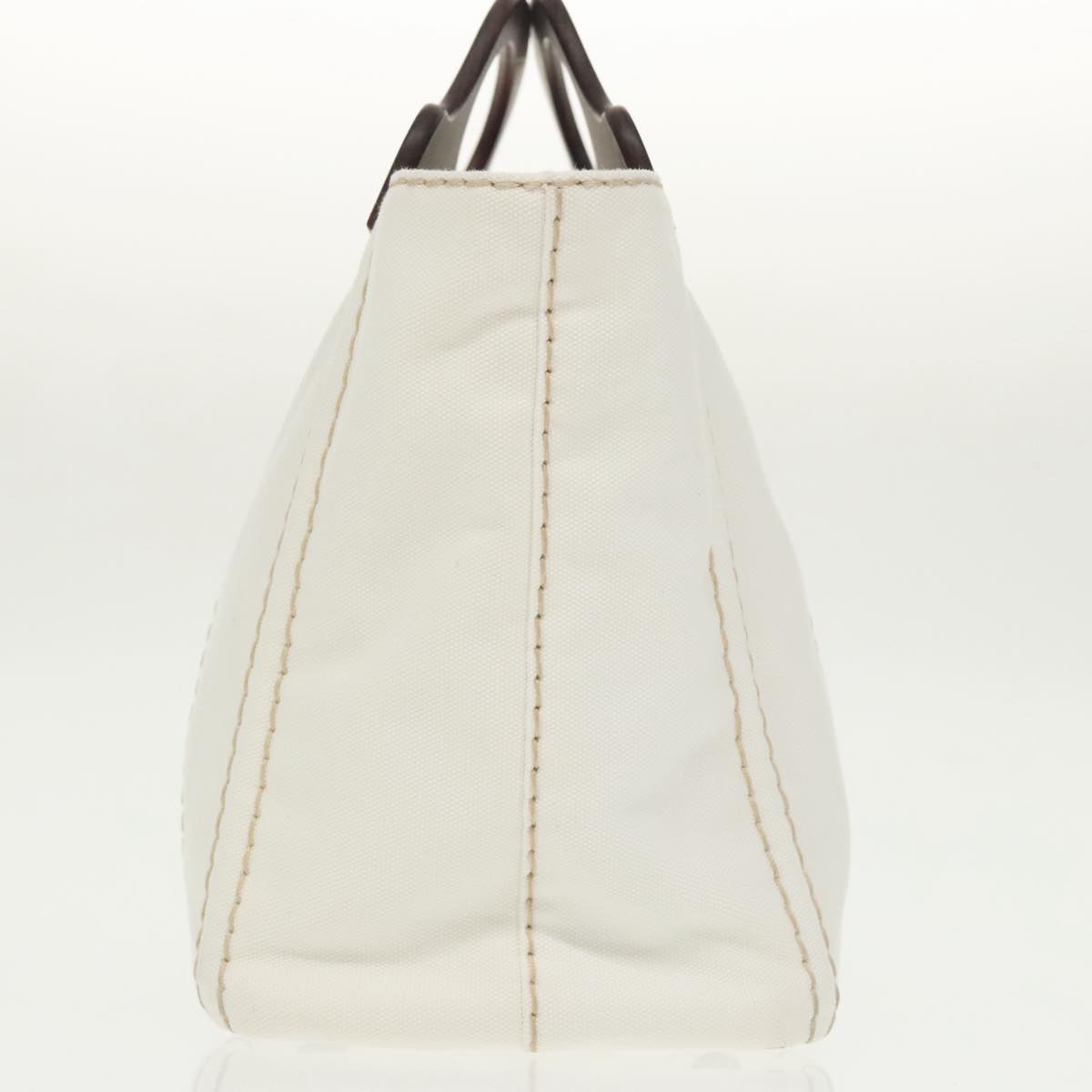 PRADA Canapalage Hand Bag Canvas White Silver 1BG350 Auth 101308S