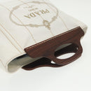 PRADA Canapalage Hand Bag Canvas White Silver 1BG350 Auth 101308SV-6