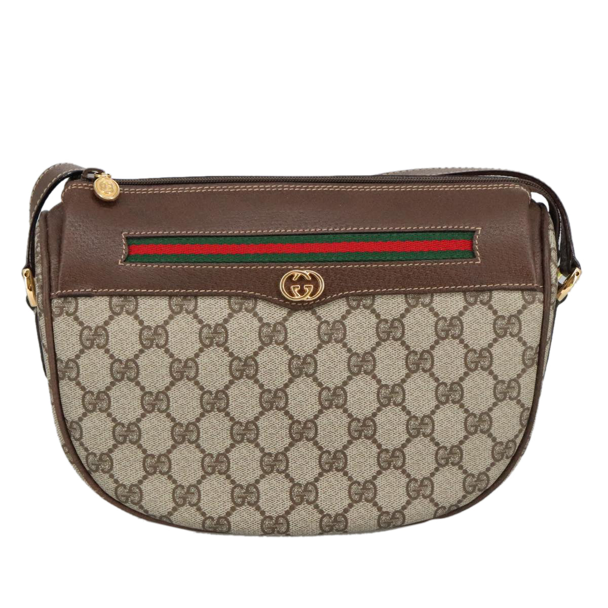 GUCCI GG Supreme Web Sherry Line Bag PVC Beige 001 123 0918 Auth 101309A - 0