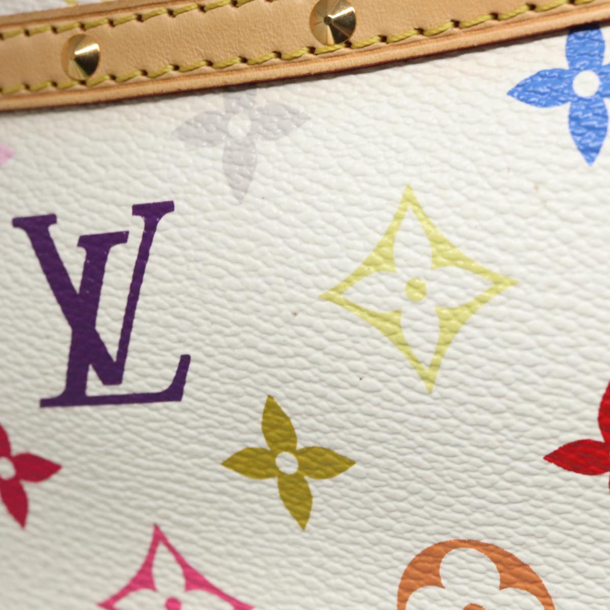 LOUIS VUITTON Monogram Multicolor Trouville Hand Bag White M92663 Auth 101311A