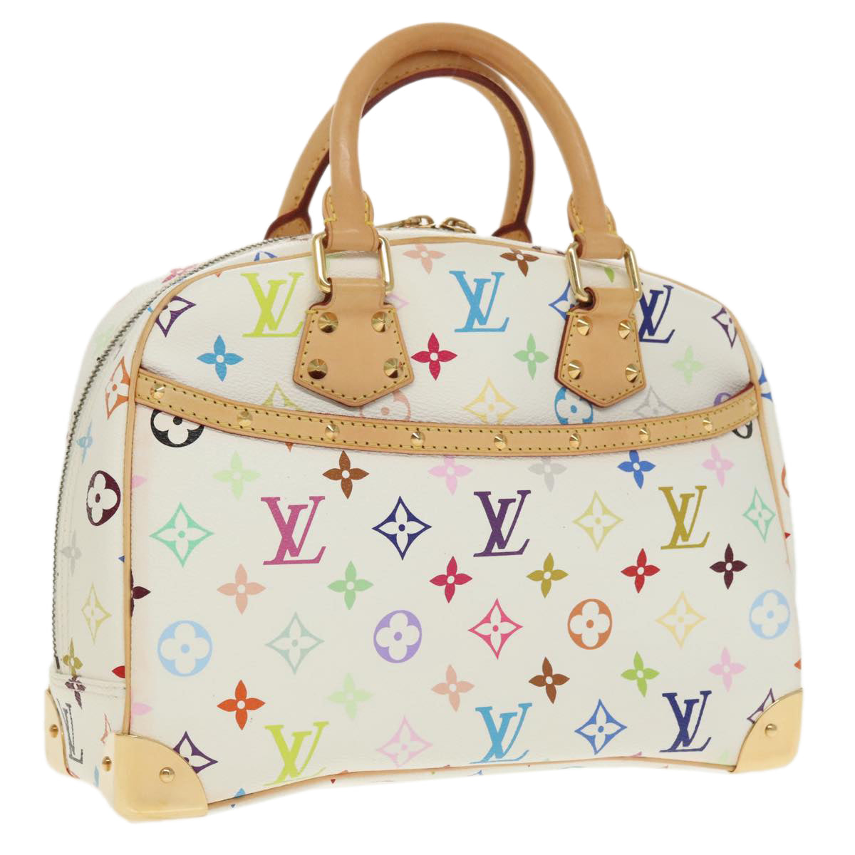 LOUIS VUITTON Monogram Multicolor Trouville Hand Bag White M92663 Auth 101311A