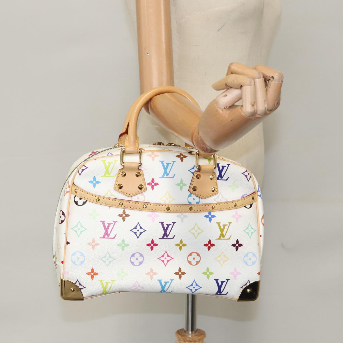 LOUIS VUITTON Monogram Multicolor Trouville Hand Bag White M92663 Auth 101311A