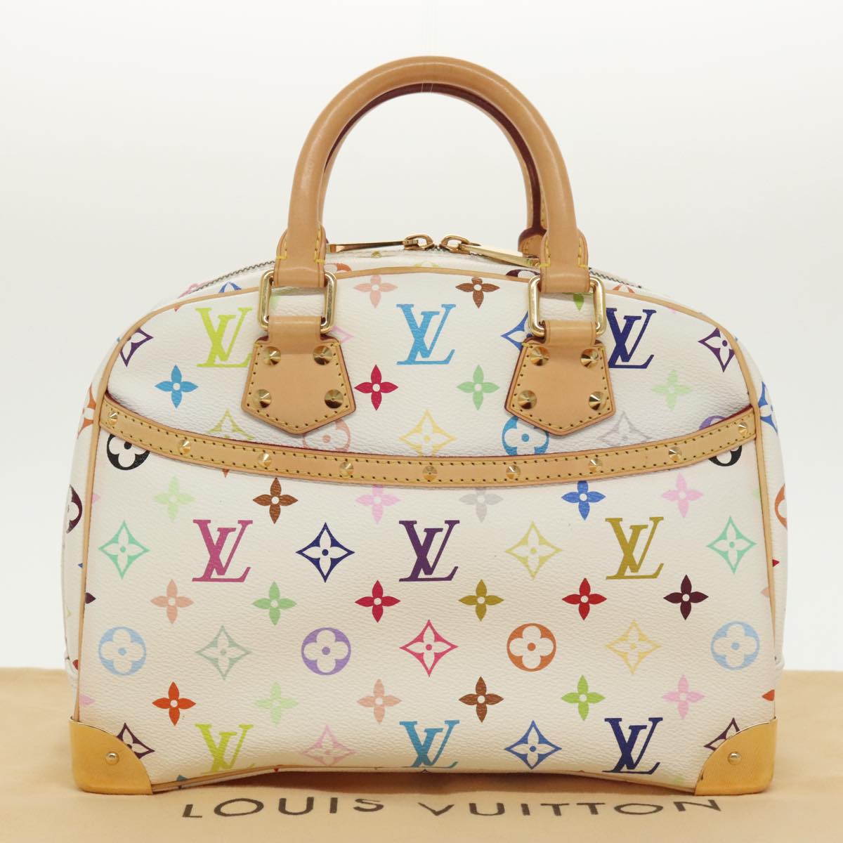 LOUIS VUITTON Monogram Multicolor Trouville Hand Bag White M92663 Auth 101311A