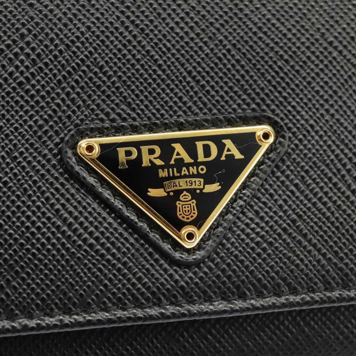 PRADA Long Wallet Safiano leather Black Gold 1MH132 Auth 101312A