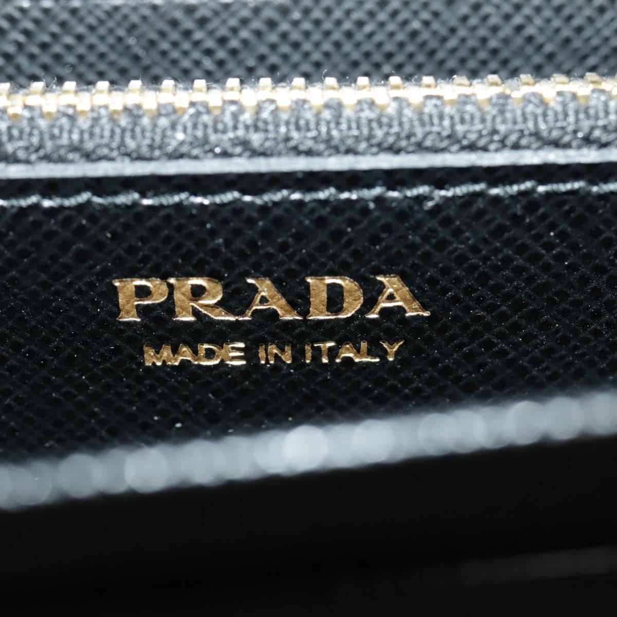 PRADA Long Wallet Safiano leather Black Gold 1MH132 Auth 101312A