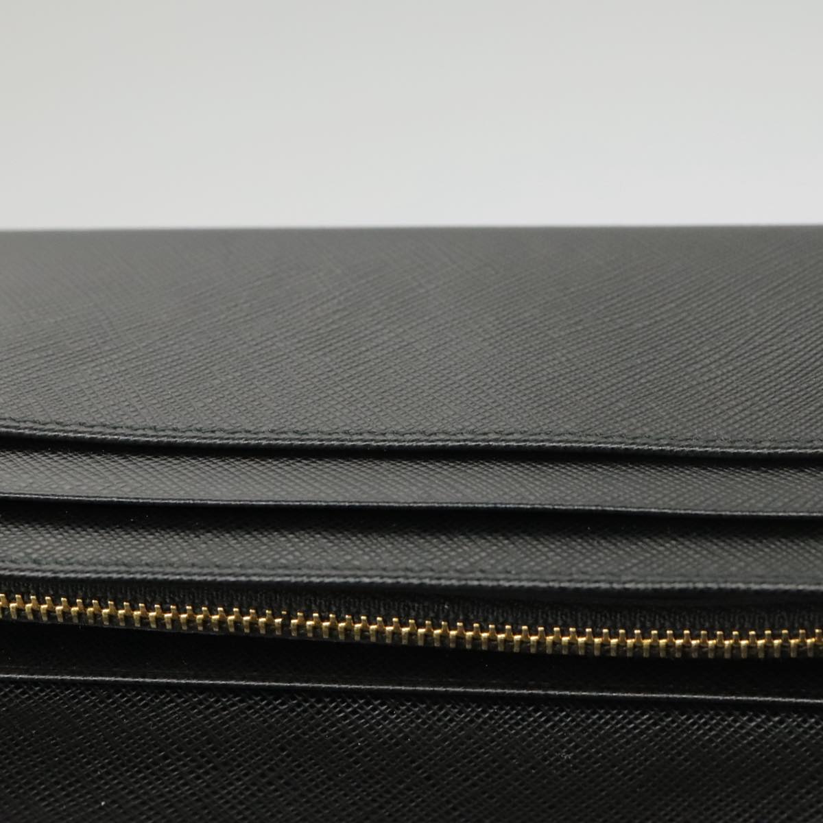 PRADA Long Wallet Safiano leather Black Gold 1MH132 Auth 101312A