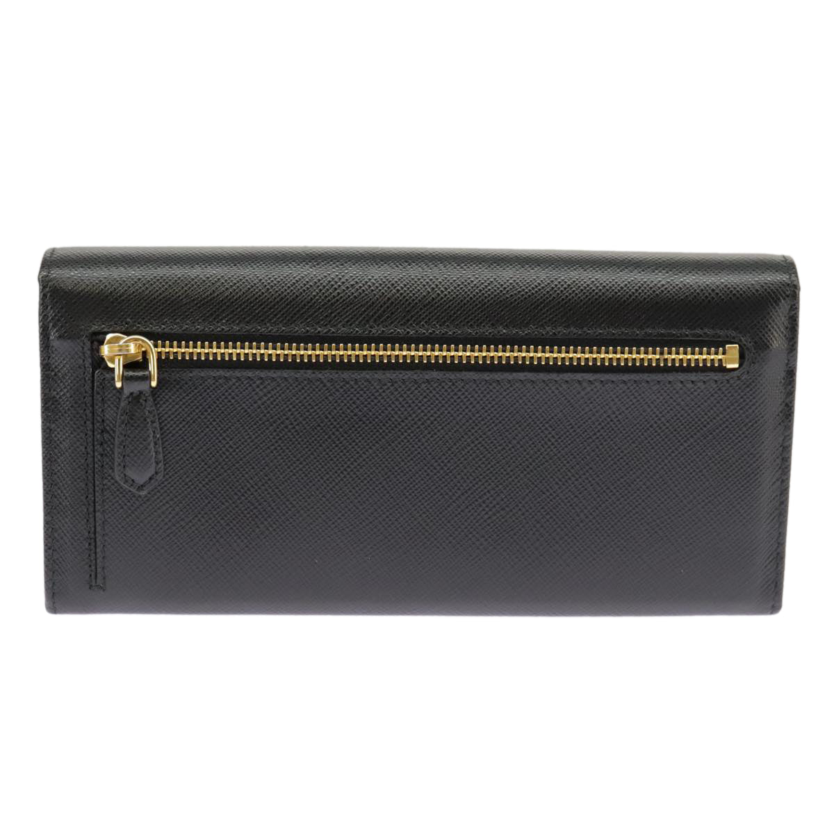 PRADA Long Wallet Safiano leather Black Gold 1MH132 Auth 101312A