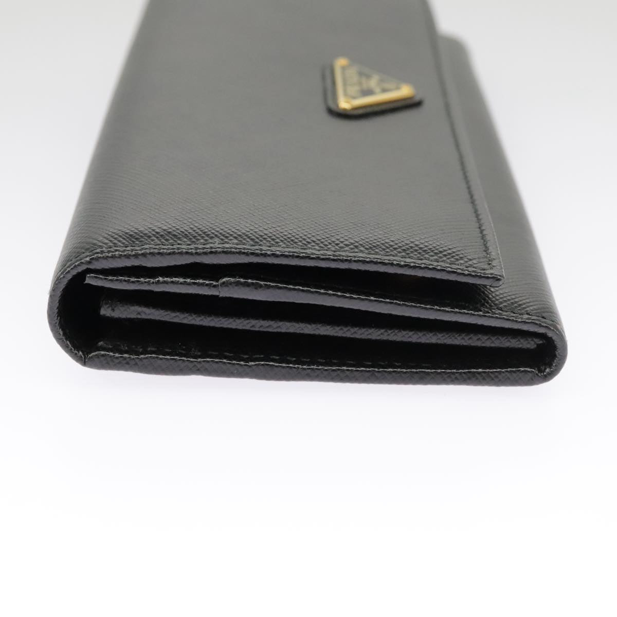 PRADA Long Wallet Safiano leather Black Gold 1MH132 Auth 101312A