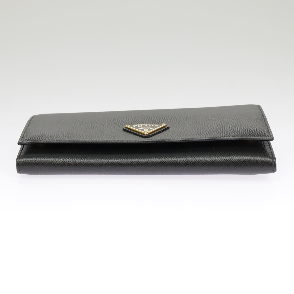 PRADA Long Wallet Safiano leather Black Gold 1MH132 Auth 101312A