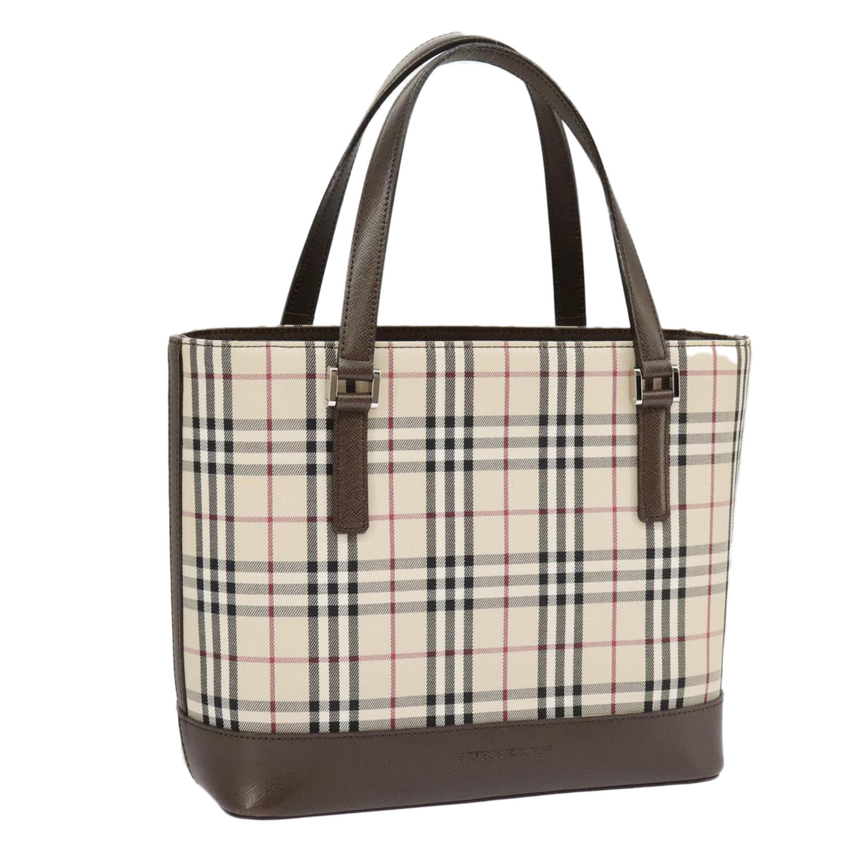 BURBERRY Nova Check Hand Bag Canvas Leather Beige Auth 101313