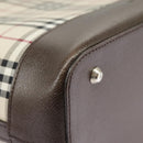 BURBERRY Nova Check Hand Bag Canvas Leather Beige Auth 101313-9