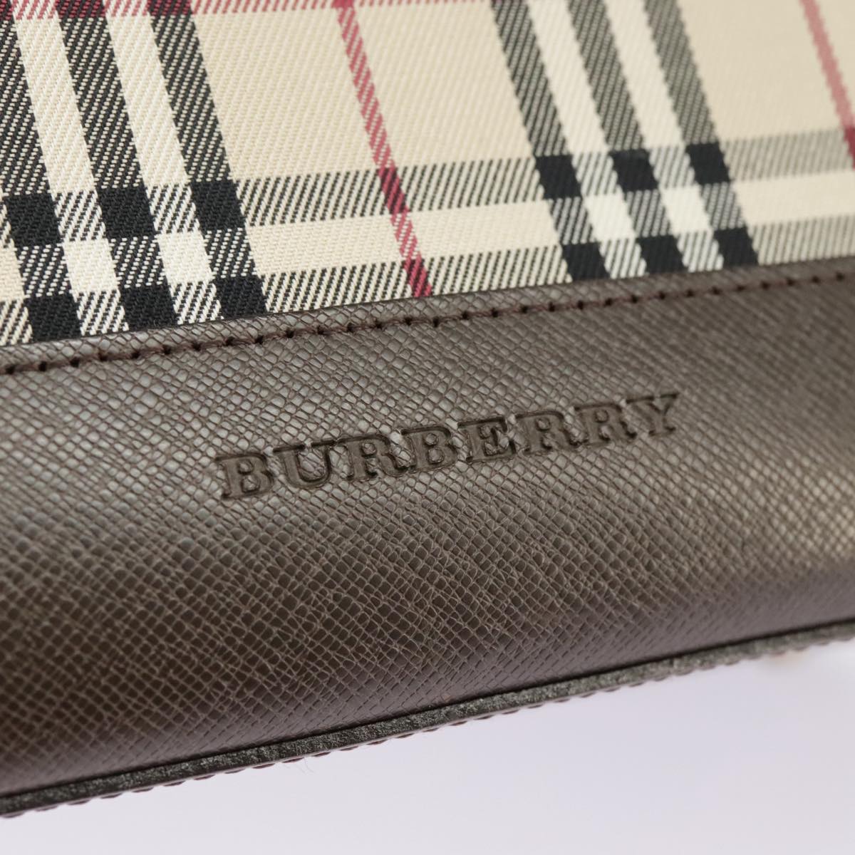 BURBERRY Nova Check Hand Bag Canvas Leather Beige Auth 101313