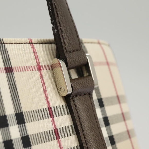 BURBERRY Nova Check Hand Bag Canvas Leather Beige Auth 101313