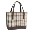 BURBERRY Nova Check Hand Bag Canvas Leather Beige Auth 101313-1