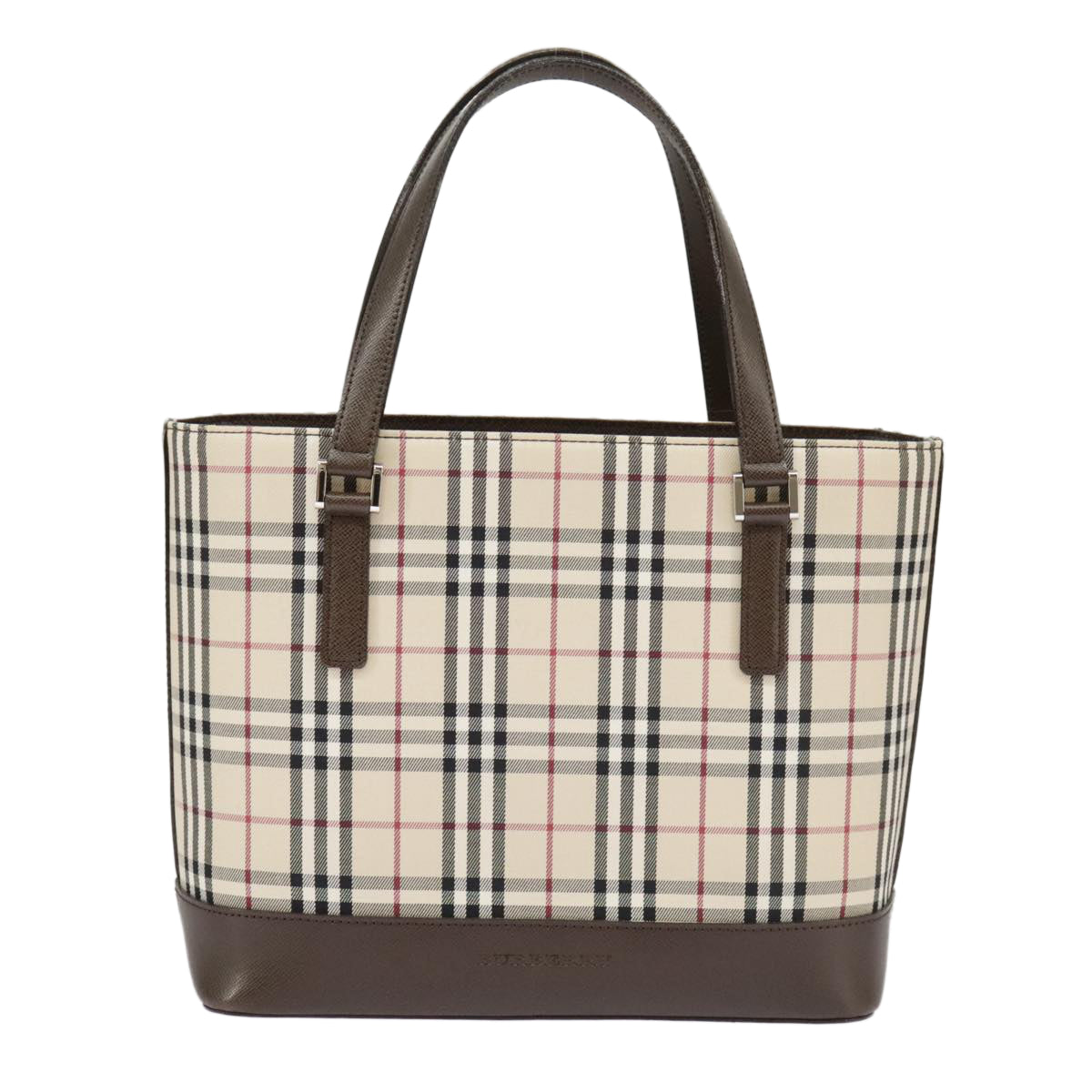 BURBERRY Nova Check Hand Bag Canvas Leather Beige Auth 101313 - 0