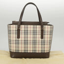 BURBERRY Nova Check Hand Bag Canvas Leather Beige Auth 101313-12