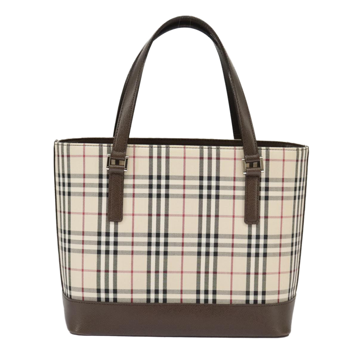 BURBERRY Nova Check Hand Bag Canvas Leather Beige Auth 101313