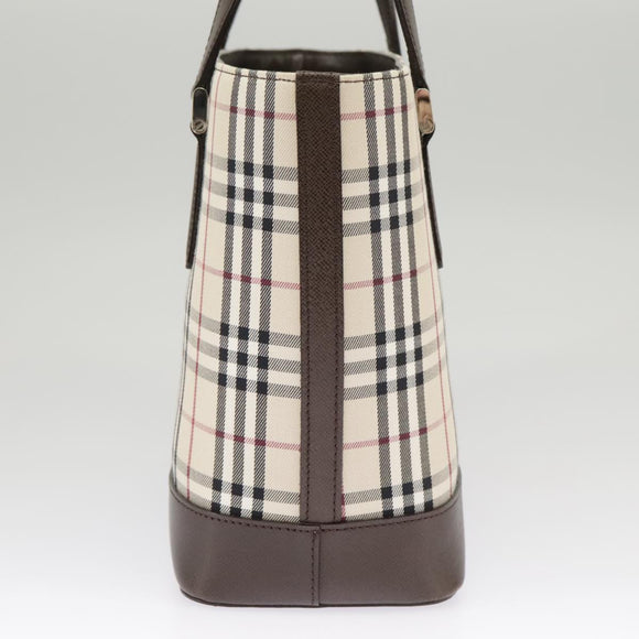 BURBERRY Nova Check Hand Bag Canvas Leather Beige Auth 101313
