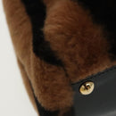 FENDI Pecan Peek A Boo Regular Hand Bag Mouton 2way Black Brown Auth 101314SV-15