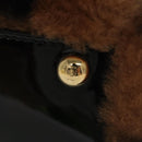 FENDI Pecan Peek A Boo Regular Hand Bag Mouton 2way Black Brown Auth 101314SV-19