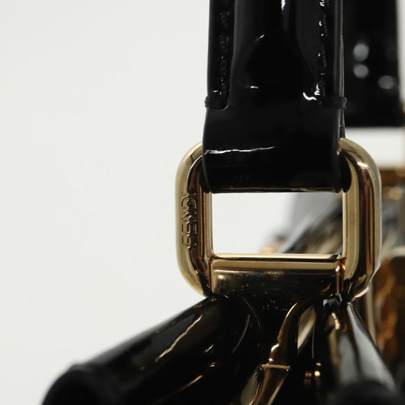 FENDI Pecan Peek A Boo Regular Hand Bag Mouton 2way Black Brown Auth 101314SV