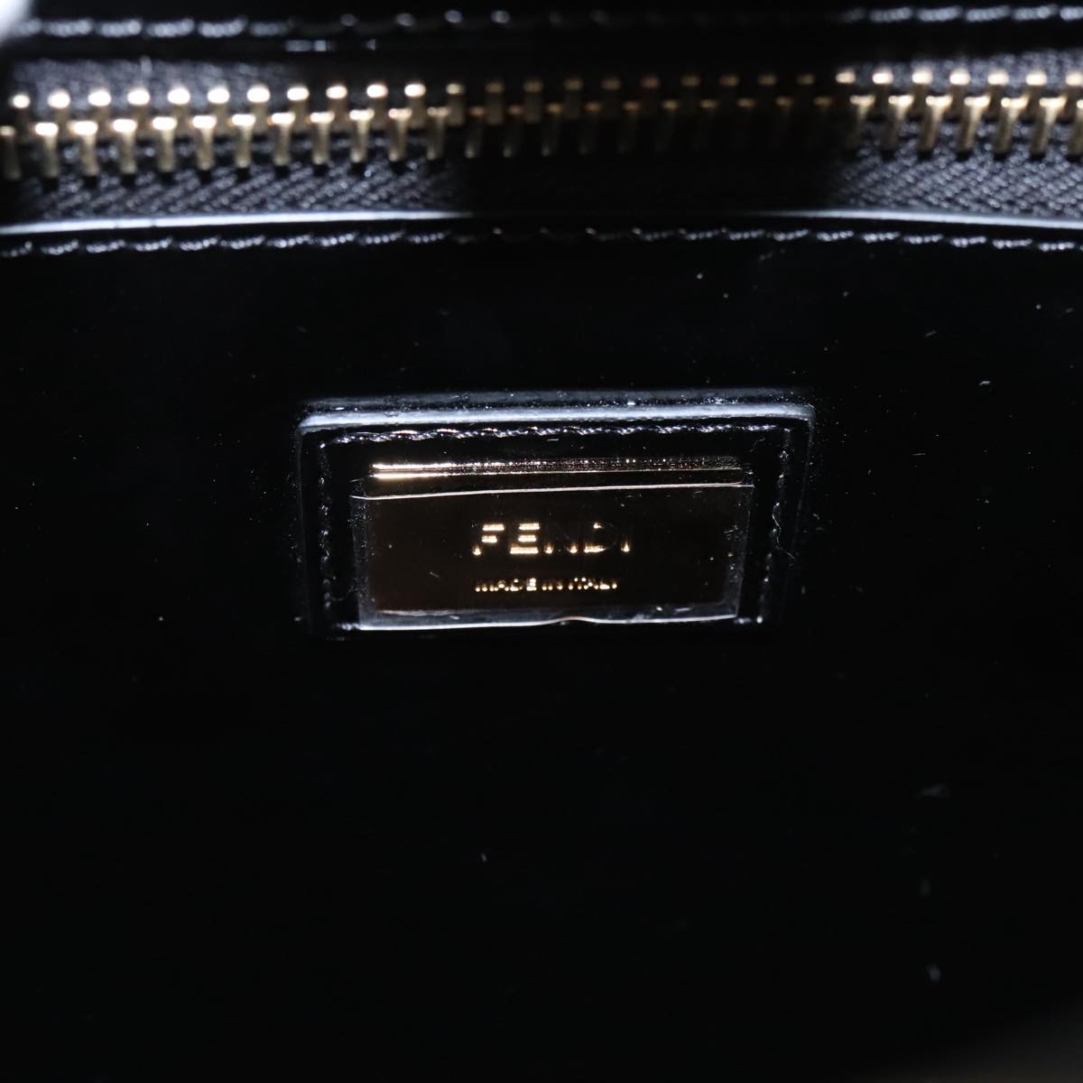 FENDI Pecan Peek A Boo Regular Hand Bag Mouton 2way Black Brown Auth 101314S