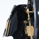 FENDI Pecan Peek A Boo Regular Hand Bag Mouton 2way Black Brown Auth 101314SV-23