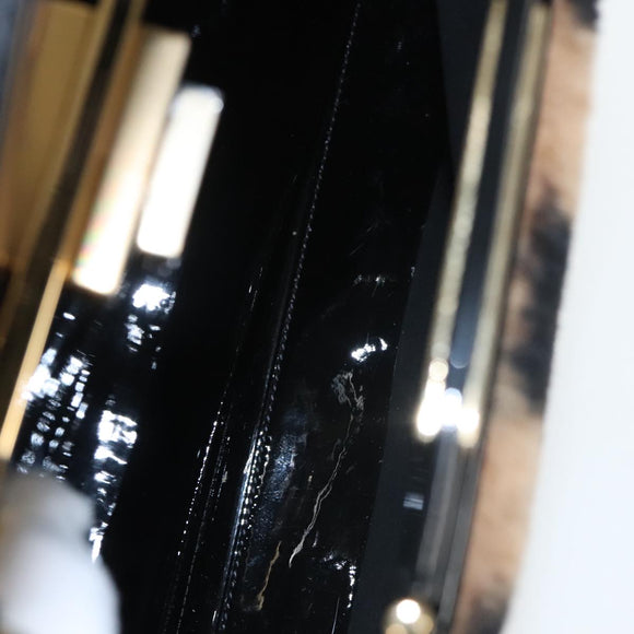 FENDI Pecan Peek A Boo Regular Hand Bag Mouton 2way Black Brown Auth 101314SV