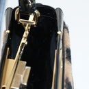 FENDI Pecan Peek A Boo Regular Hand Bag Mouton 2way Black Brown Auth 101314SV-25