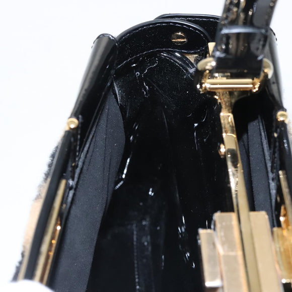 FENDI Pecan Peek A Boo Regular Hand Bag Mouton 2way Black Brown Auth 101314SV