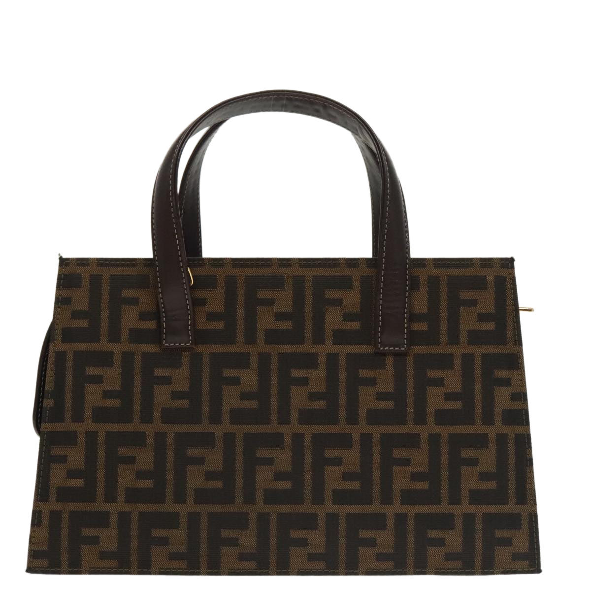 FENDI Zucca Canvas Hand Bag 2way Brown Black gold Auth 101320SA