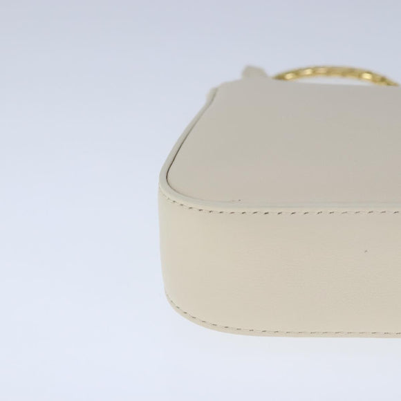 BVLGARI Serpenti Accessoiretasche Leder Weißgold Auth 101324SA