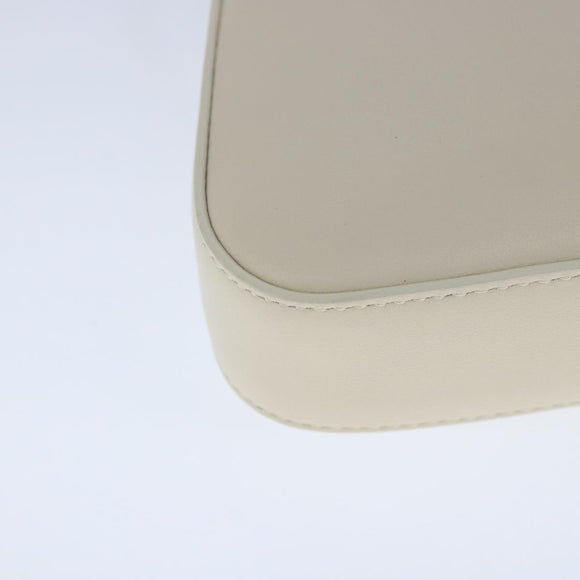 BVLGARI Serpenti Accessory Pouch Leather White Gold Auth 101324SA