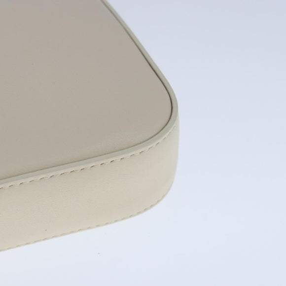 BVLGARI Serpenti Accessory Pouch Leather White Gold Auth 101324SA