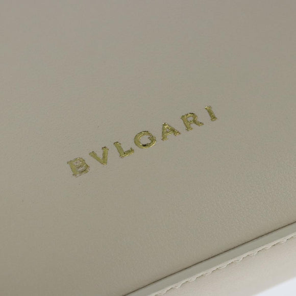 BVLGARI Serpenti Accessory Pouch Leather White Gold Auth 101324SA