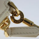 BVLGARI Serpenti Accessory Pouch Leather White Gold Auth 101324SA-9