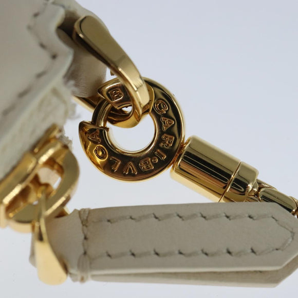 BVLGARI Serpenti Accessoiretasche Leder Weißgold Auth 101324SA